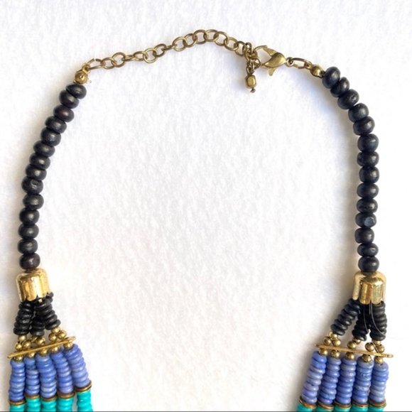 Taneesi Indian Blue Gold Layered Beaded Necklace - Picture 10 of 10